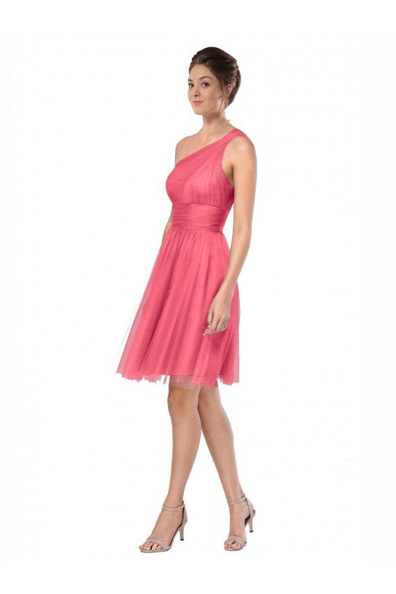 One Shoulder Short Knee Length Tulle Bridesmaid Dress Essex