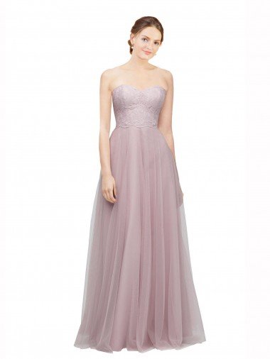 Sweetheart Neckline Long Tulle Bridesmaid Dress with Lace Bodice Essex