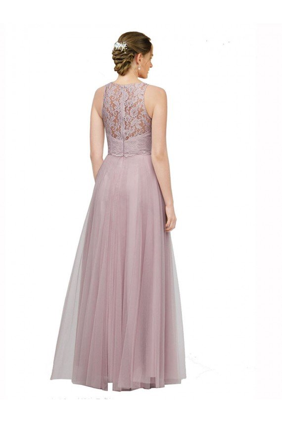 High Neck Long Tulle Bridesmaid Dress with Lace Bodice Essex