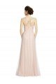 Long Draped Back A-Line Tulle Bridesmaid Dress with Pleated Bodice Essex