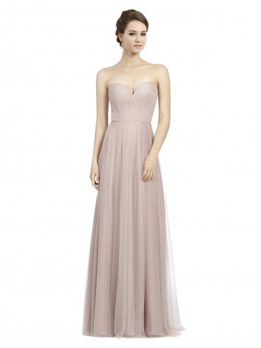 Long Strapless Tulle Bridesmaid Dress with Pleated Bodice Essex