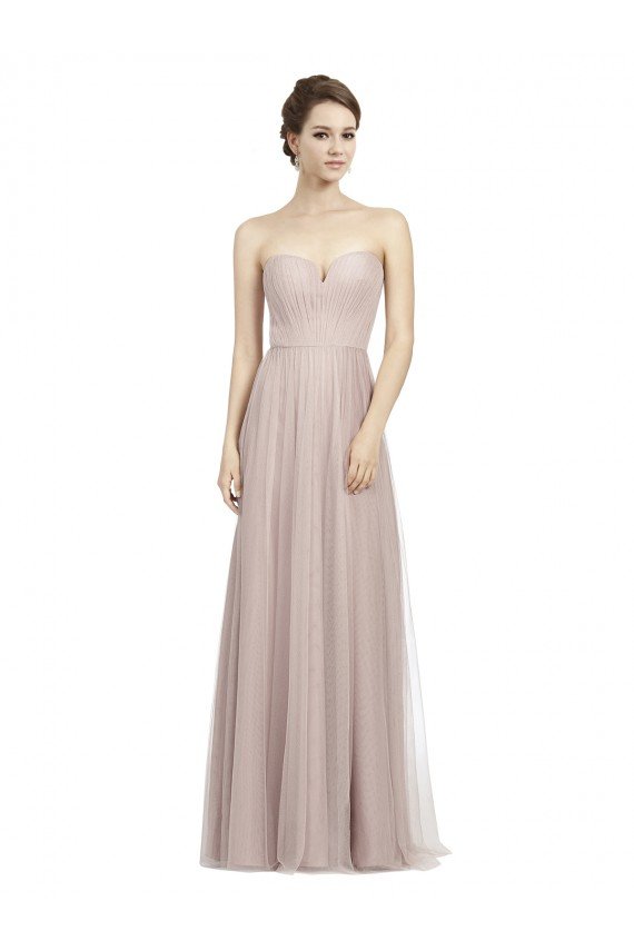 Long Strapless Tulle Bridesmaid Dress with Pleated Bodice Essex