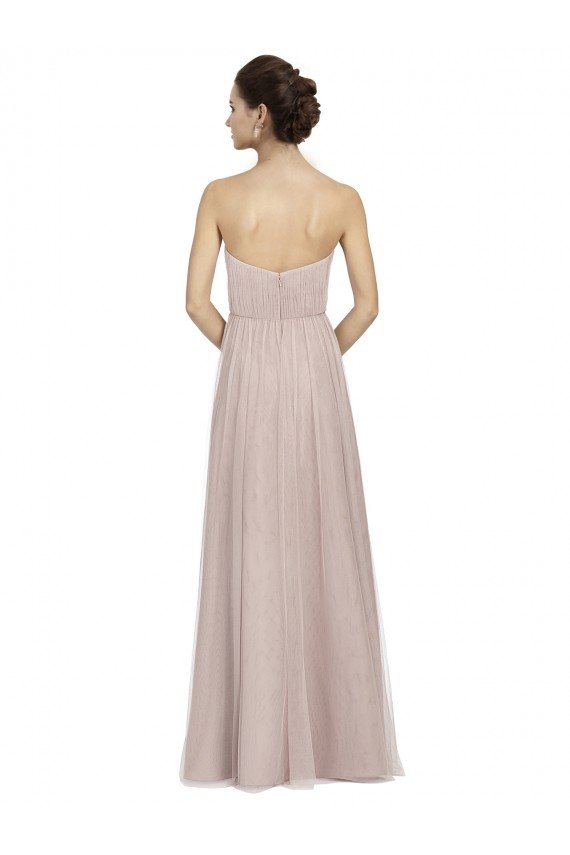 Long Strapless Tulle Bridesmaid Dress with Pleated Bodice Essex