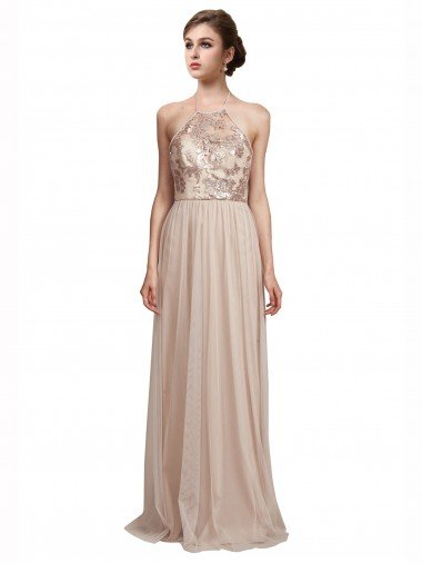 Sweetheart Tulle Bridesmaid Dress with High Neck Illusion Bodice Essex