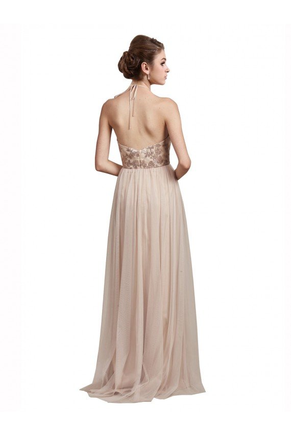 Sweetheart Tulle Bridesmaid Dress with High Neck Illusion Bodice Essex
