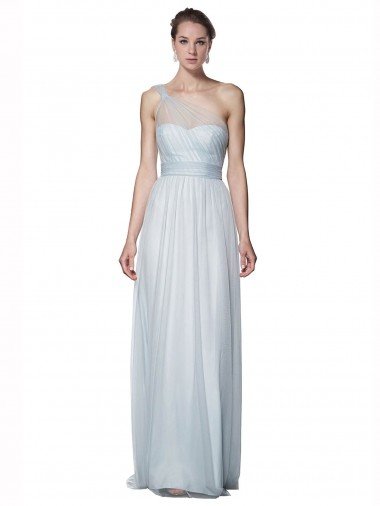 One Shoulder Illusion Tulle Bridesmaid Dress with Knot Detail Essex