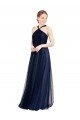Floor Length Long Halter Pleated Tulle Bridesmaid Dress Essex