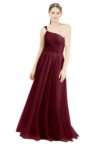 One Shoulder Floor Length Long Tulle Bridesmaid Dress Essex