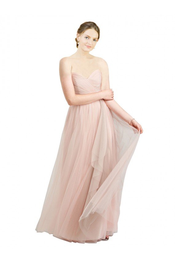 Long Floor Length Sweetheart Pleated Tulle Bridesmaid Dress Essex