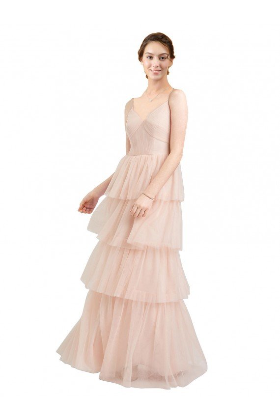 V-Neck A-Line Layered Long Tulle Bridesmaid Dress Essex