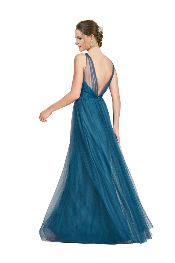 Long V-Neck Soft Tulle Bridesmaid Dress Essex