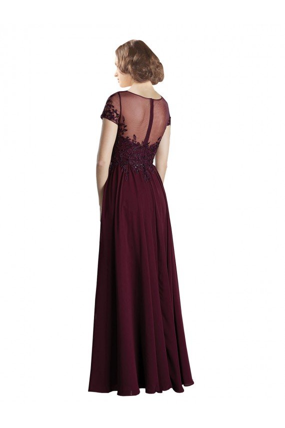 Full Length Beaded and Embroidered Tulle Bodice Long Chiffon Bridesmaid Dress Essex