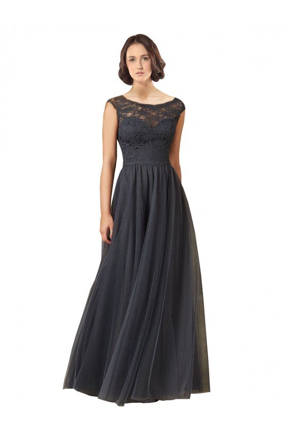 Long Bateau Tulle Bridesmaid Dress with Lace Bodice Essex