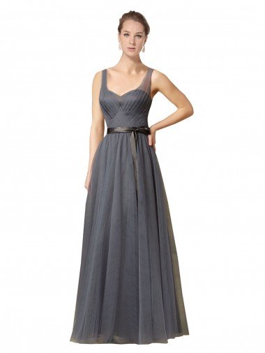 Sweetheart Long Tulle Bridesmaid Dress with Sash Essex