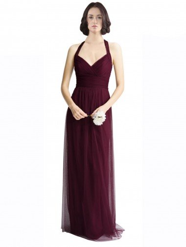 Long Tulle Bridesmaid Dress with Criss-Cross Bodice and Self Straps Essex