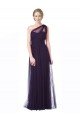 One Shoulder Long Tulle Bridesmaid Gown with Sheer Netting Strap Essex
