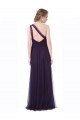 One Shoulder Long Tulle Bridesmaid Gown with Sheer Netting Strap Essex