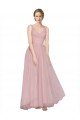Long Floor Length Wide Strap Plunge Cross Over Neckline Tulle Bridesmaid Dress Essex