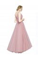 Long Floor Length Wide Strap Plunge Cross Over Neckline Tulle Bridesmaid Dress Essex