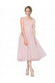 Short Tea Length Wide Strap Plunge Cross Over Neckline Tulle Cocktail Bridesmaid Dress Essex