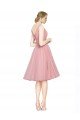 Short Knee Length Wide Strap Plunge Cross Over Neckline Tulle Cocktail Bridesmaid Dress Essex