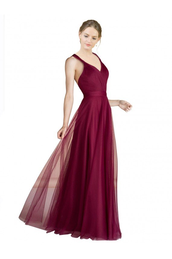 Long Sweetheart Tulle Bridesmaid Dress with Straps and Criss Cross Back Essex