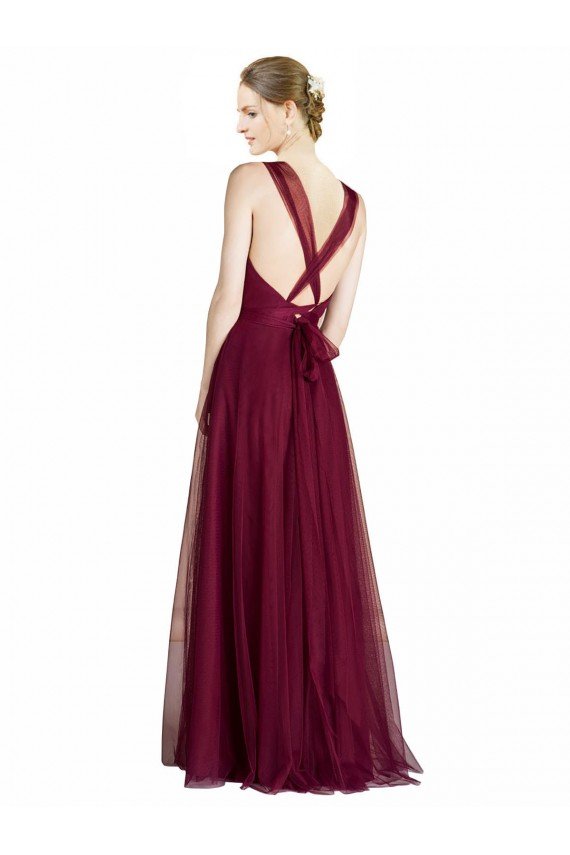Long Sweetheart Tulle Bridesmaid Dress with Straps and Criss Cross Back Essex