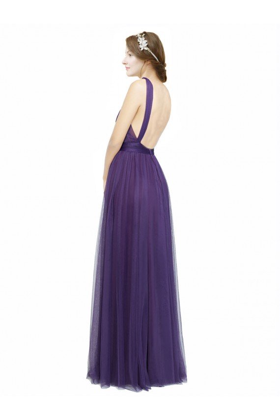 Twisted Straps Sweeheart Long Tulle Bridesmaid Dress Open Back Essex