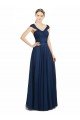 Ruched Sweetheart Long A-Line Tulle Bridesmaid Dress with Wide Straps and Tie Back Essex