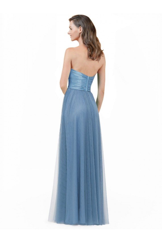 Long Strapless Bridesmaid Dress with Soft Tulle Overlay Essex