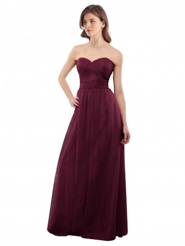 Strapless Tulle A-line bridesmaid dress with pleated top Essex