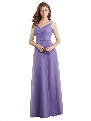 Sweetheart Deep V-Back Tulle Bridesmaid Dress with Draped Bodice Essex