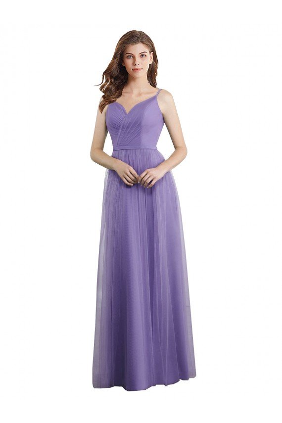 Sweetheart Deep V-Back Tulle Bridesmaid Dress with Draped Bodice Essex