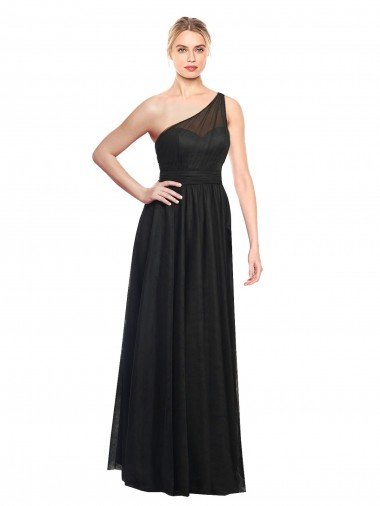 Ruched One Shoulder Tulle A-Line Bridesmaid Dress Essex