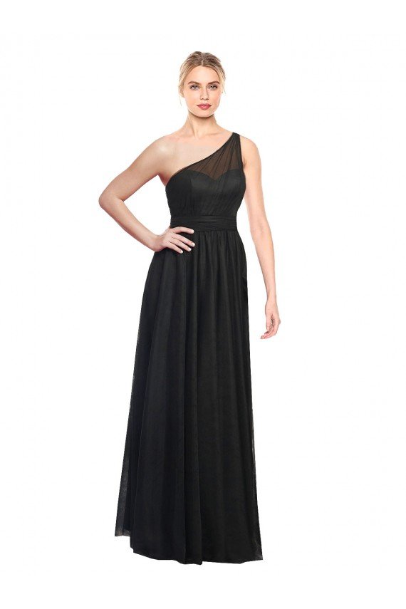 Ruched One Shoulder Tulle A-Line Bridesmaid Dress Essex