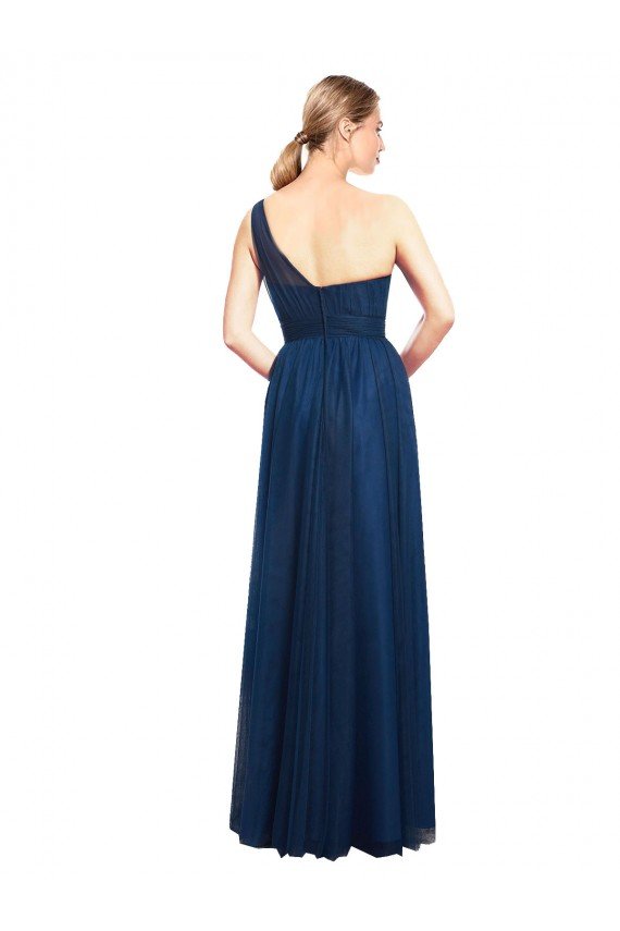 Ruched One Shoulder Tulle A-Line Bridesmaid Dress Essex