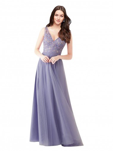 Sweetheart Tulle Bridesmaid Dress with Fully Embroidered V-Neck Bodice Essex