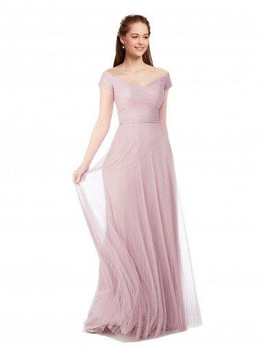 Off the Shoulder Long A-Line Tulle Bridesmaid Dress Essex