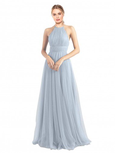 Halter Neckline Slim A-Line Tulle Bridesmaid Dress Essex