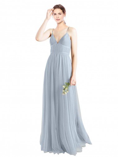 Spaghetti Straps V-Neck Slim A-Line Tulle Bridesmaid Dress Essex