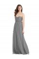 Shirred Strapless Bodice Long Tulle Bridesmaid Dress with Sweetheart Neckline Essex