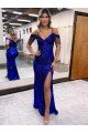 Cold Shoulder Sleeveless Long Floor Length Velvet Sequin Prom Dress with Slit Essex