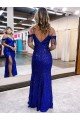 Cold Shoulder Sleeveless Long Floor Length Velvet Sequin Prom Dress with Slit Essex
