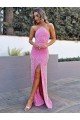 Halter Sleeveless Long Floor Length Velvet Sequin Prom Dress with Slit Essex