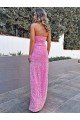 Halter Sleeveless Long Floor Length Velvet Sequin Prom Dress with Slit Essex