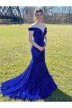 Off the Shoulder Sleeveless Long Sweep Train Velvet Sequin Prom Dress Essex