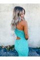 Mermaid One Shoulder Sleeveless Long Sweep Train Velvet Sequin Prom Dress Essex