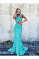 Mermaid One Shoulder Sleeveless Long Sweep Train Velvet Sequin Prom Dress Essex