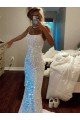 Long Spaghetti Straps Sleeveless Sweep Train Velvet Sequin Prom Dress Essex