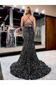 Spaghetti Straps Sleeveless Long Sweep Train Velvet Sequin Prom Dress Essex